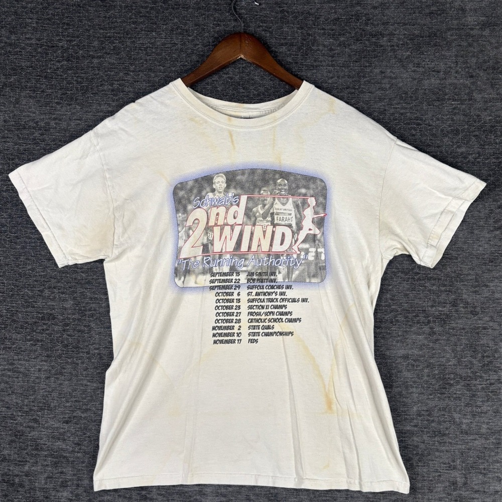 Vintage Schwabs 2nd Wind Running Authority Suffolk County T-Shirt L Track Sports